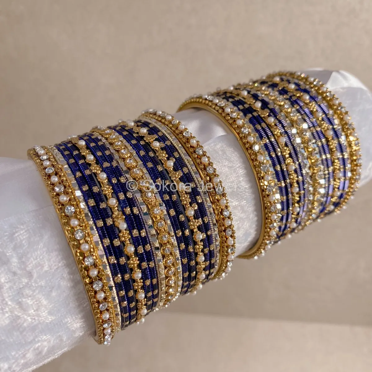 Small Navy Blue Glitter Bangle set