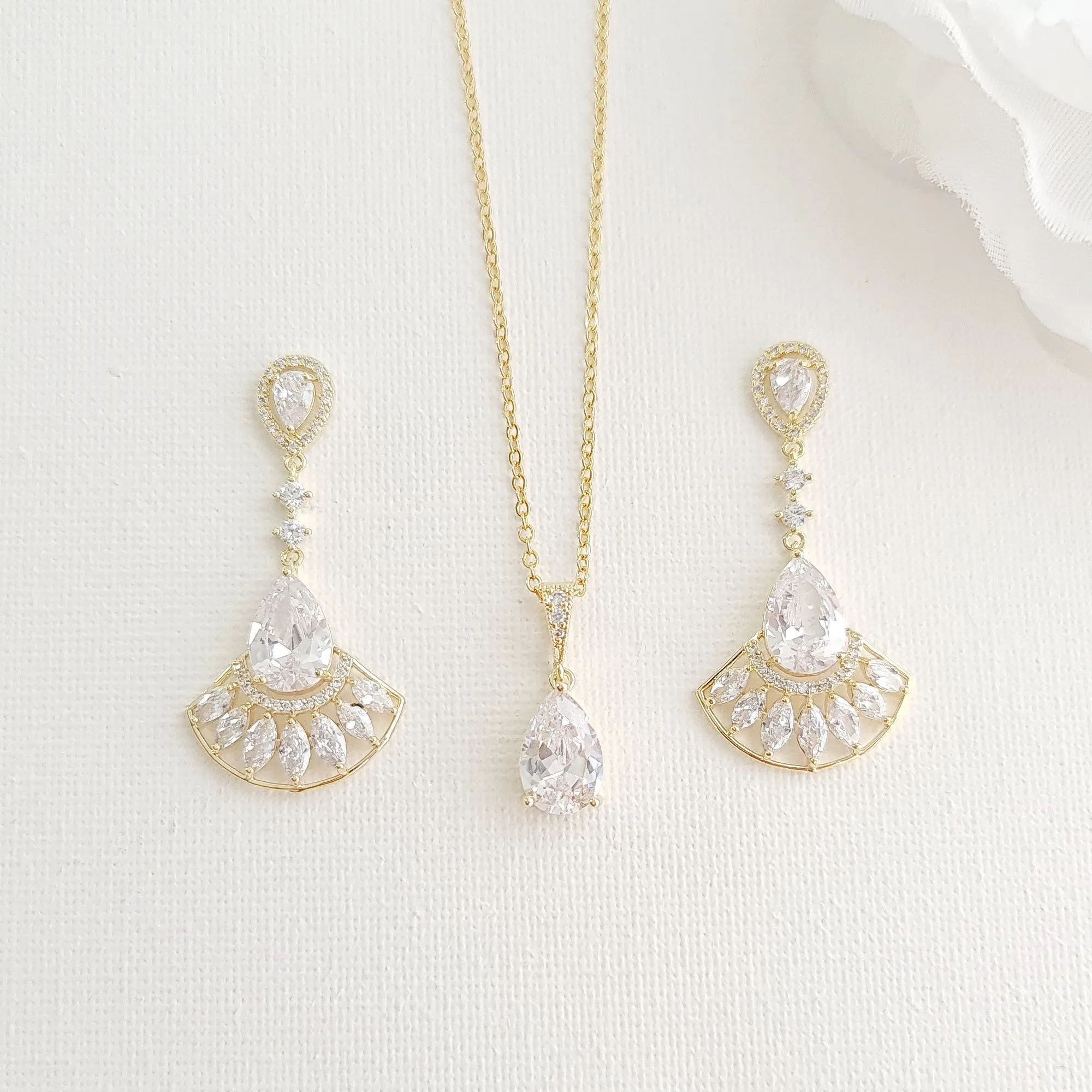 Special Occasion Earrings Necklace Bracelet Jewelry Set-Ilana