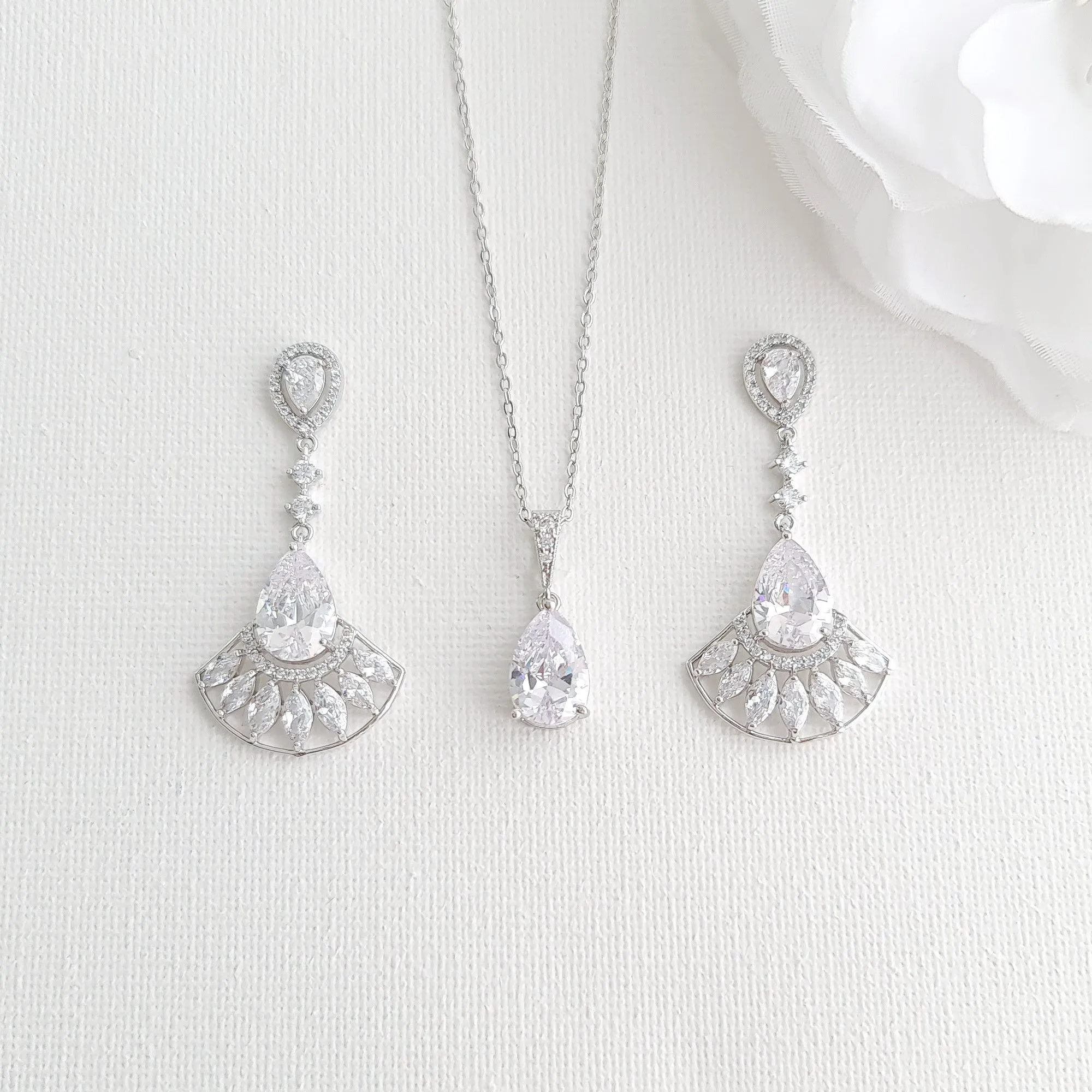 Special Occasion Earrings Necklace Bracelet Jewelry Set-Ilana