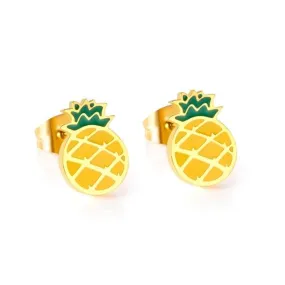 STAINLESS STEEL COLORED PINEAPPLE  EARRINGS FOR GIRLS