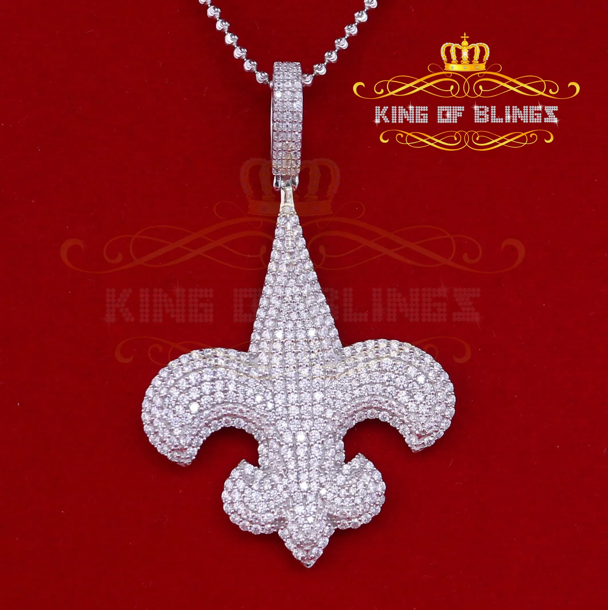 Sterling 925 Silver Fleur de Lis wise Shape White Pendant 9.66ct Cubic Zirconia