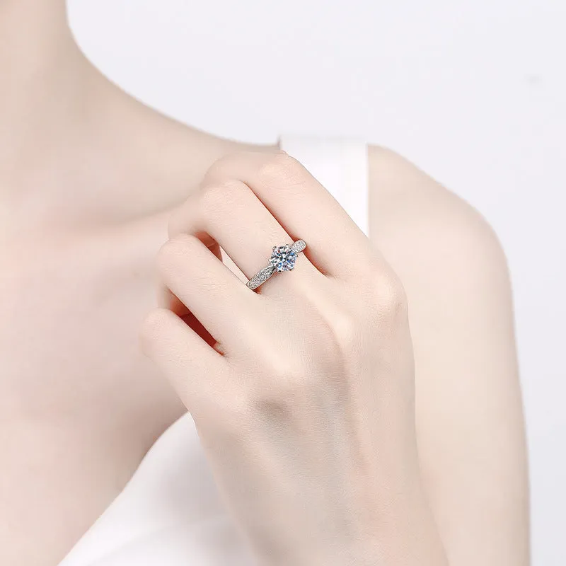 Sterling Silver Fashion Moissan Diamond Ring