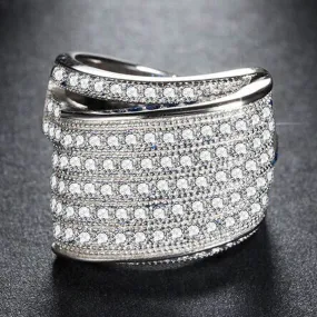 Sterling Silver Multi-Row Micro Pave Zirconia Eternity Ring