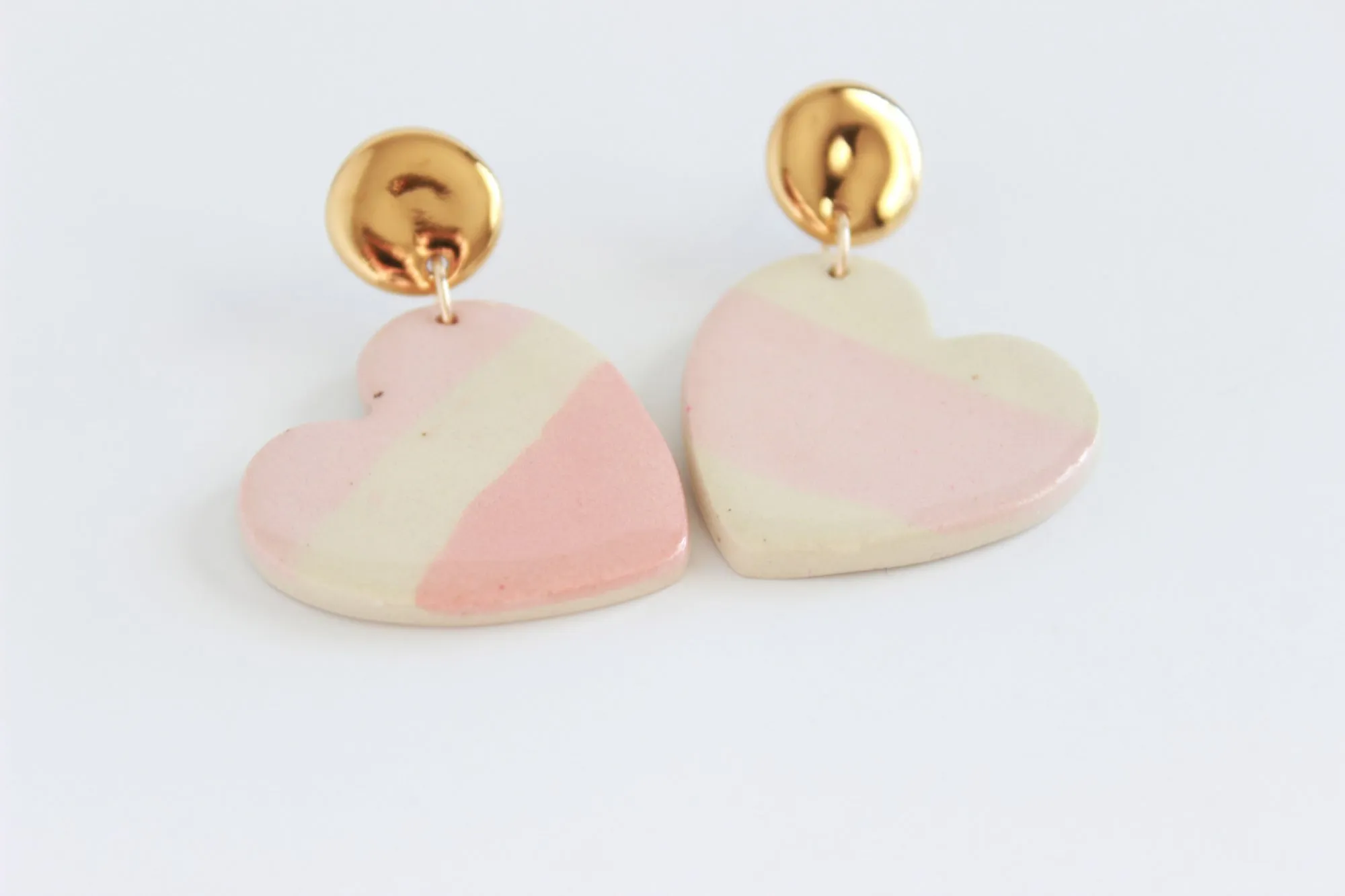 Striped Sideways Heart Statement Earrings