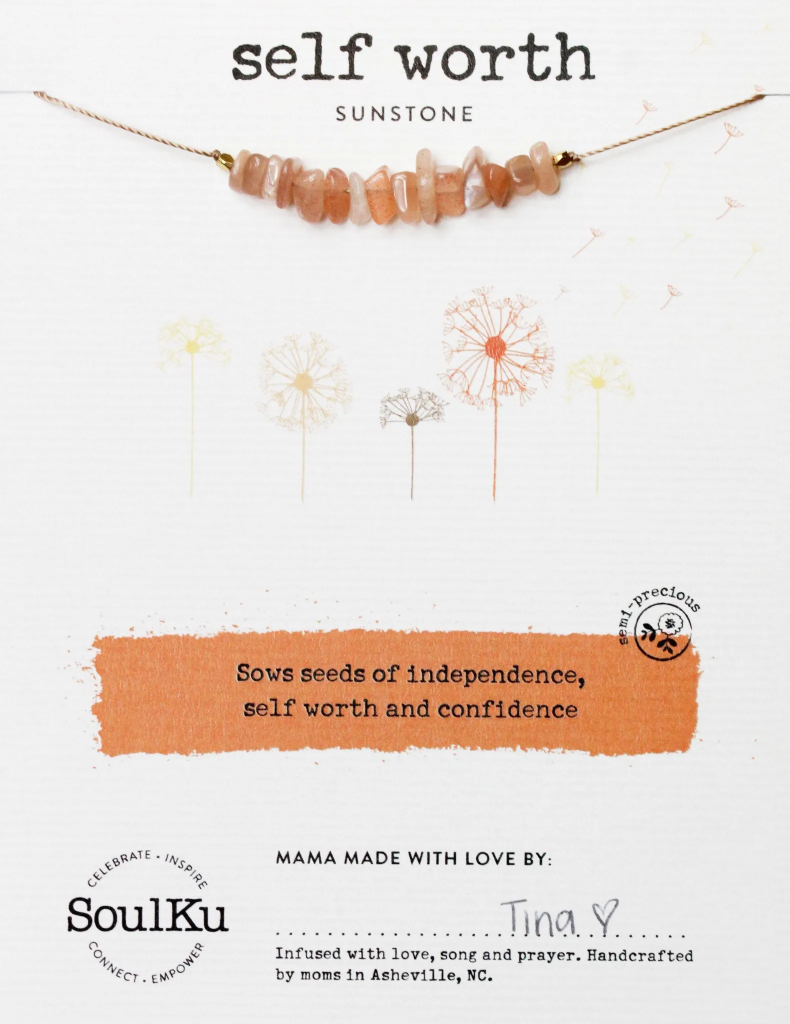 Sunstone Seed Necklace for Self Worth