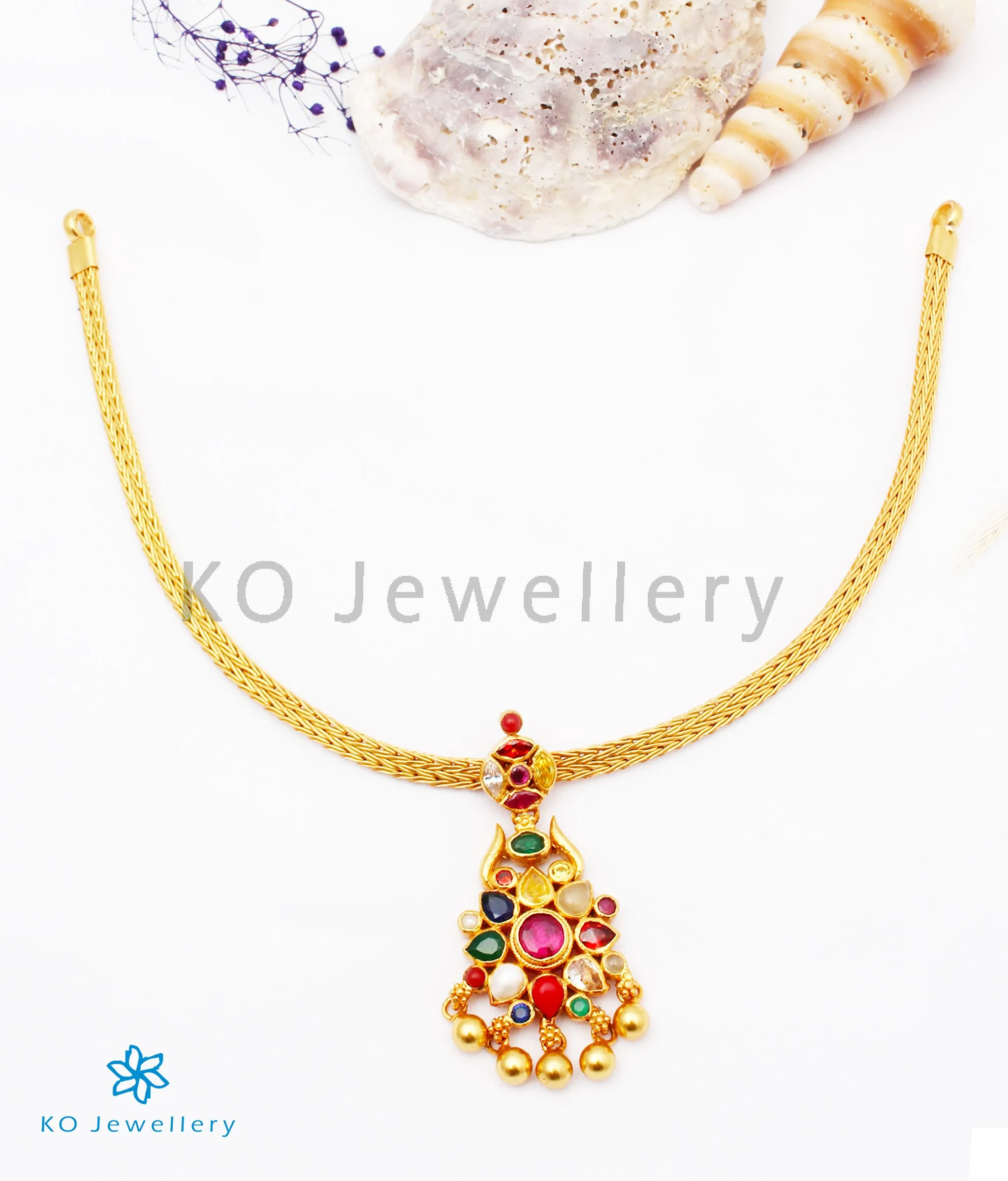 The Raaga Silver Navratna Necklace