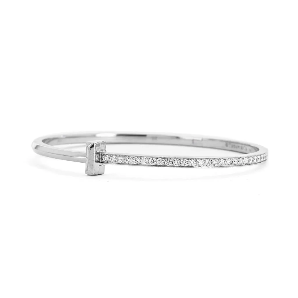 Tiffany & Co | "T1" 1.07ctw Diamond Bangle Bracelet - White Gold