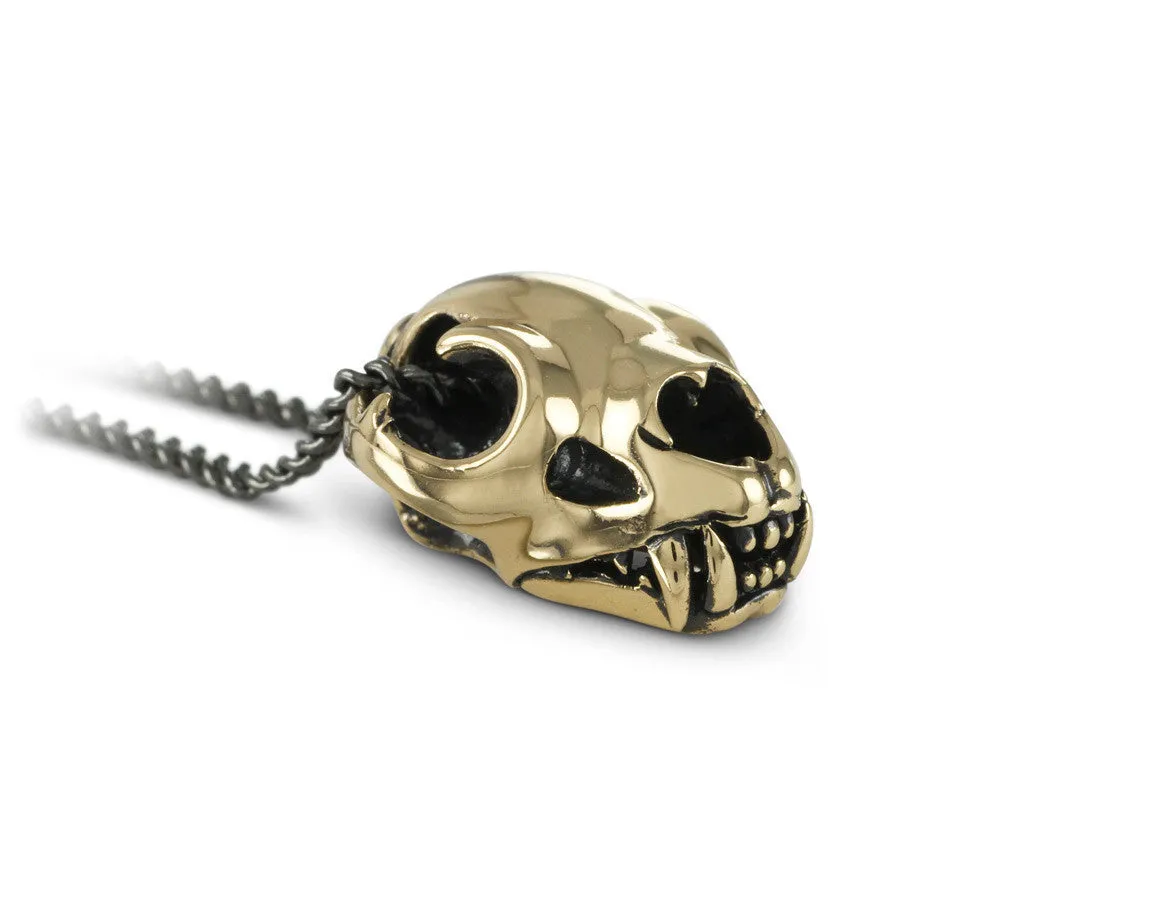 Tiger Skull Necklace - Bronze