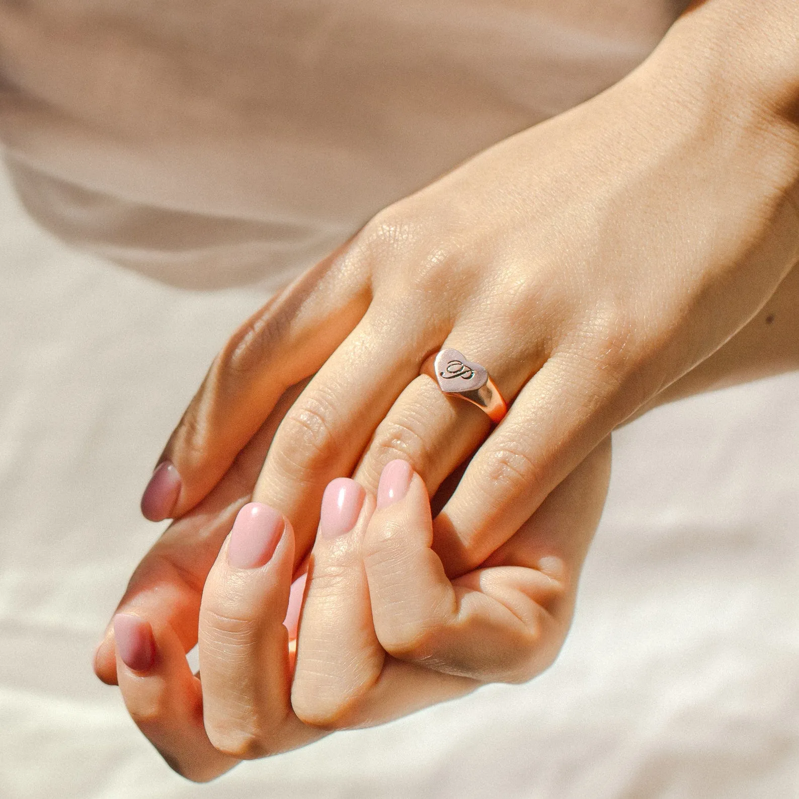 Traditional Initial Heart Signet Ring