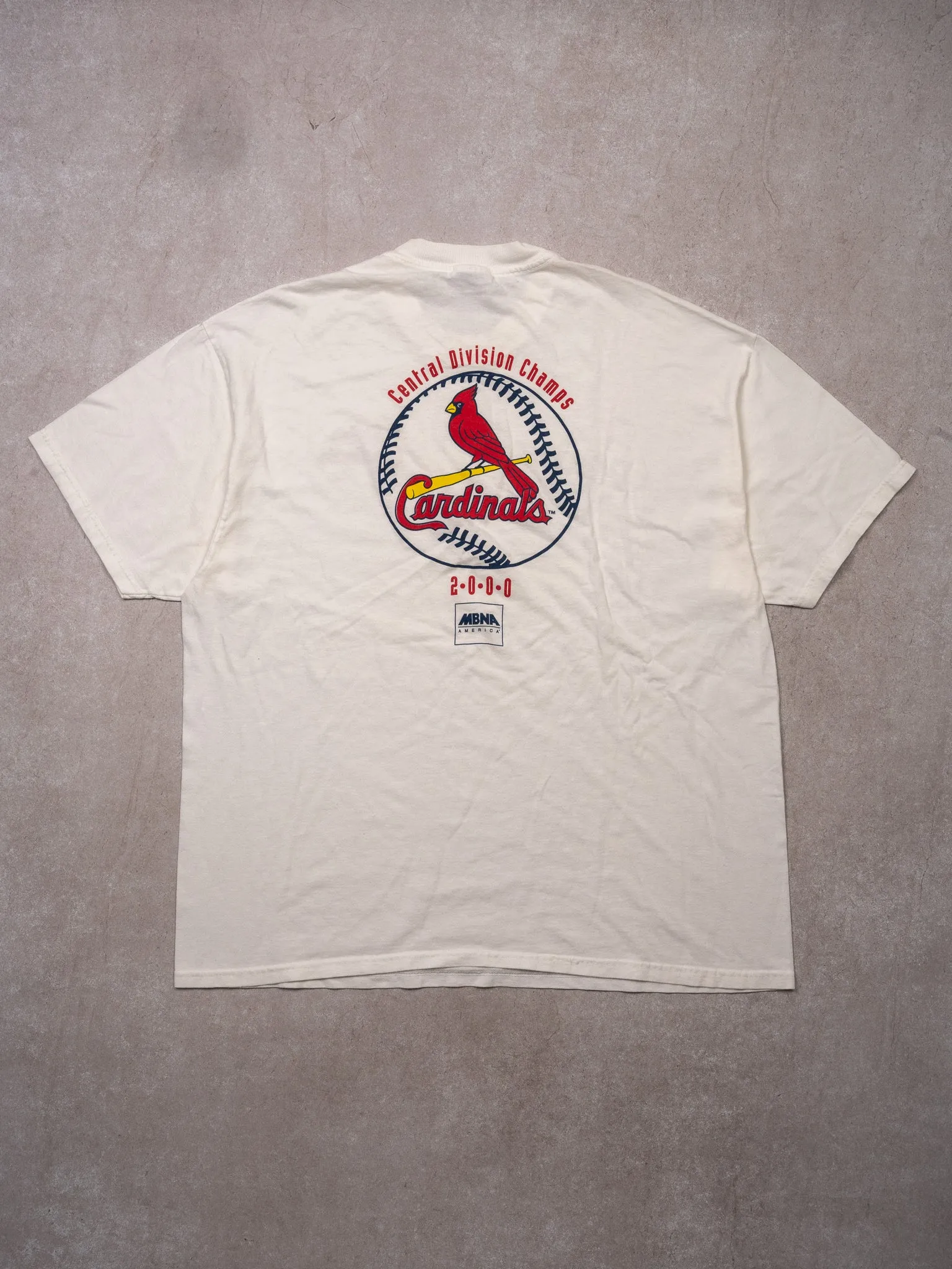 Vintage '00 White St Louis Cardinals Central Division Champs Tee (L)