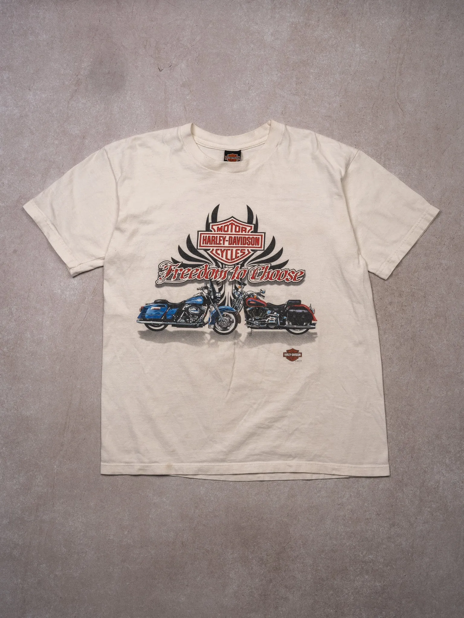 Vintage '03 White Freedom To Choose RI Harley Davidson Tee (S/M)