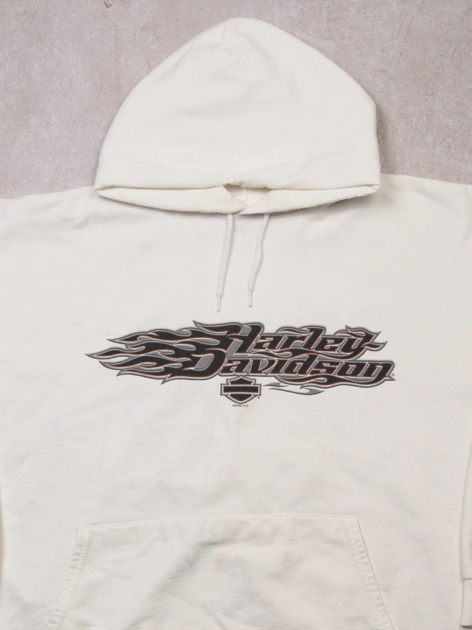 Vintage '06 Rugged White Harley Davidson Ocean City Hoodie (XXL)