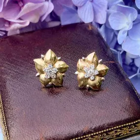 Vintage Diamond Flower Earrings