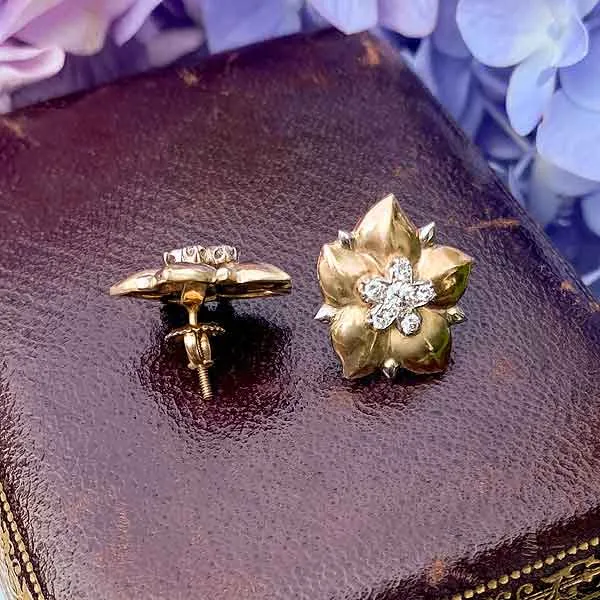 Vintage Diamond Flower Earrings