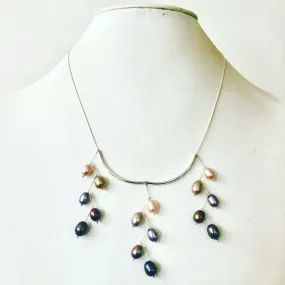 Waterfall ombre pearls necklace