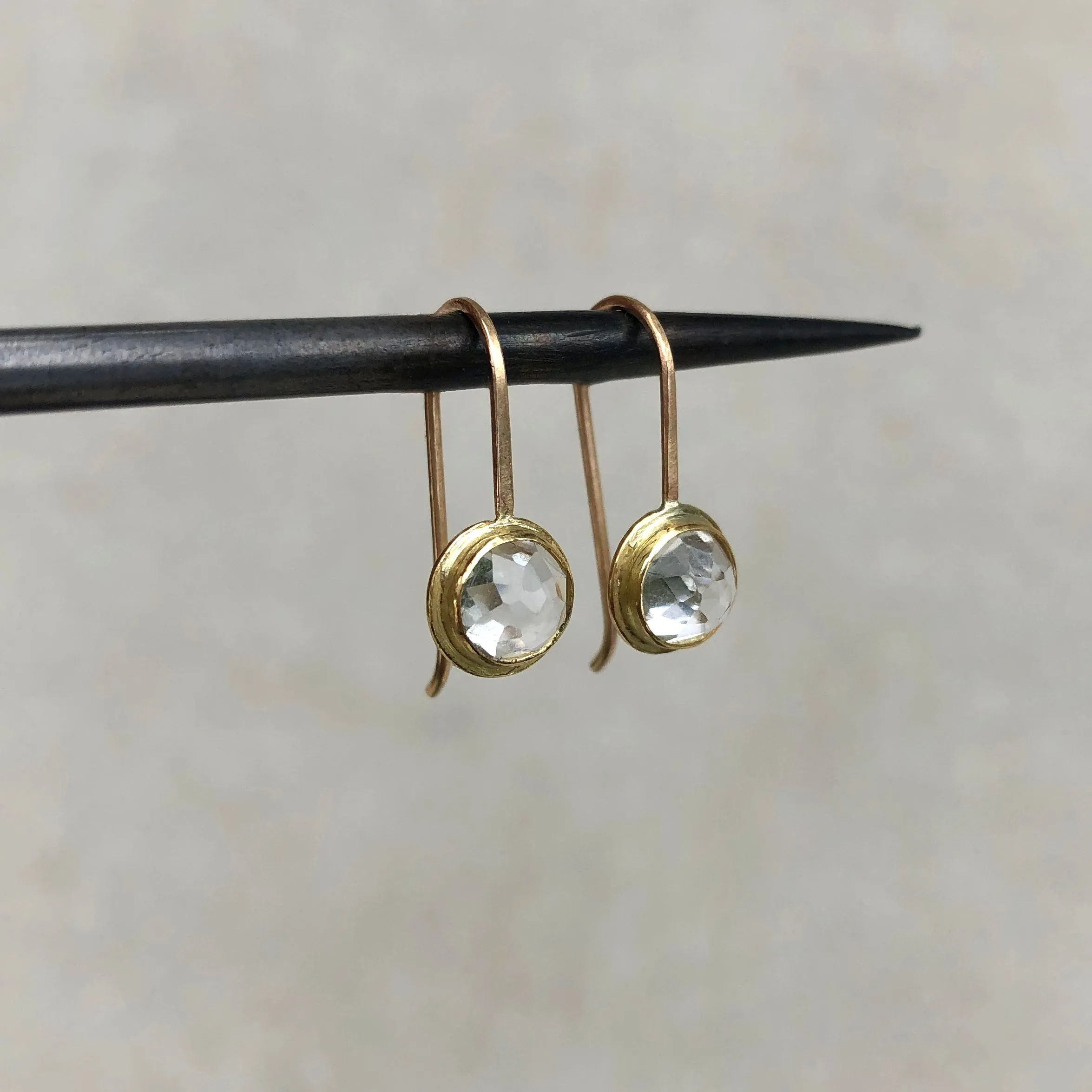 White Topaz Round Gem Drop Earrings