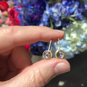 White Topaz Round Gem Drop Earrings