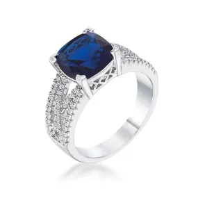 WildKlass 3ct Elegant Silvertone Criss-Cross Sapphire Blue CZ Engagement Ring