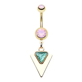 WILDKLASS Golden Geometric Triangle Dangle Belly Button Ring