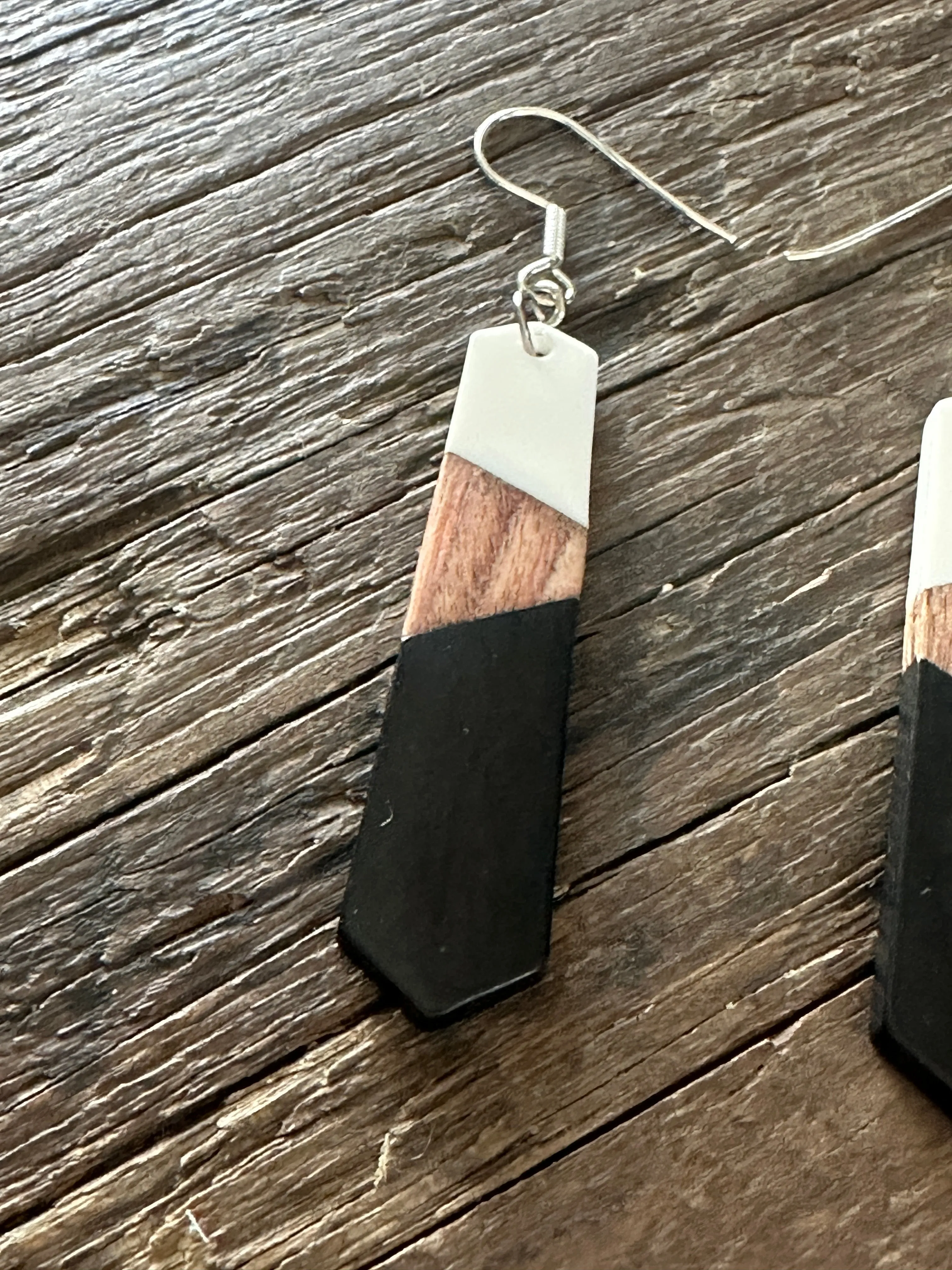 Wooden Drop Earrings - Geo