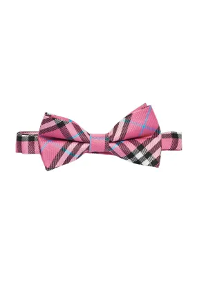 Young Boy's Plaid Print Bow Tie - Pink