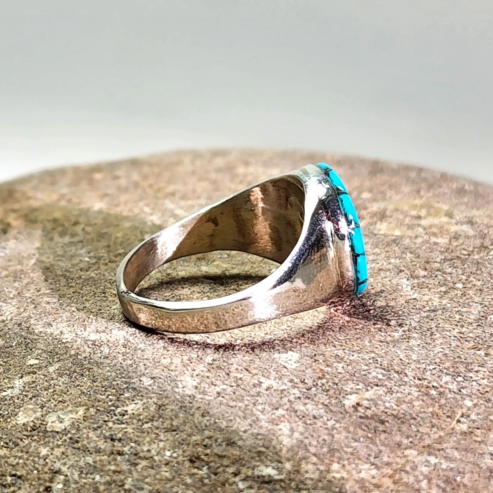 Zuni Radiating Turquoise Ring - Size 5.5, 6.5 & 11.25